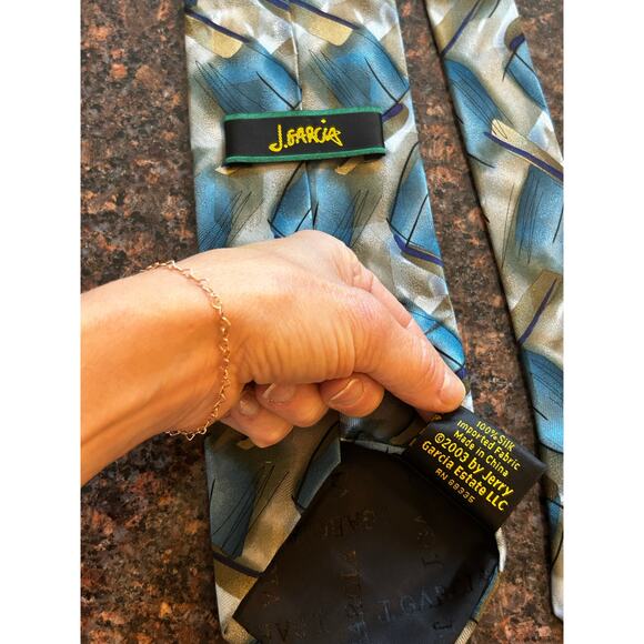 J. Jerry Garcia Emerging Elephant Collection 28 light blue paisley Silk Mens Tie - Picture 2 of 7